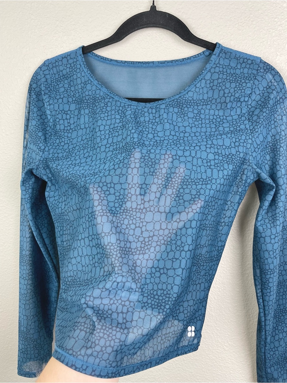 Sweaty Betty Women's Medium Momentum Workout Long Sleeve Top Beetle Blue Croc - Picture 11 of 16